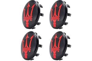 AULPEE Wheel Hub Center Cap Center Logo Emblem Hub Cover 60mm ABS Material Compatible with Mesertatti Accessories (Maser Black Red)