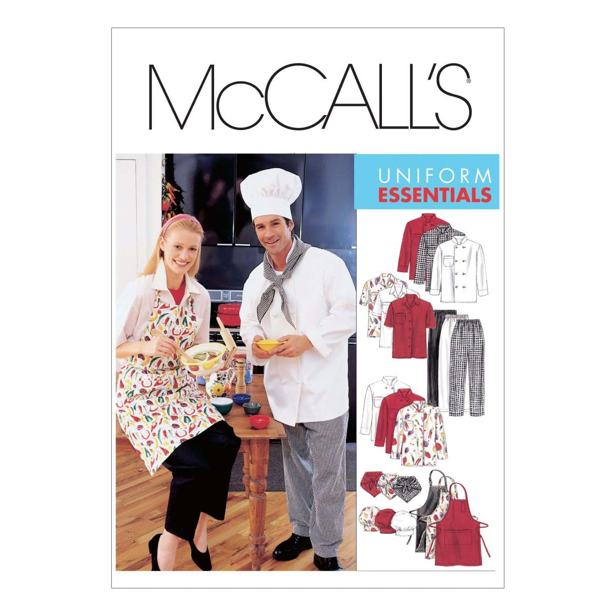 Misses' and Men's Jacket, Shirt, Apron, Pull-On Pants, Neckerchief and Hat, M2233, Size MED