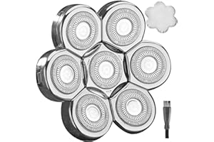 WAHFOX Universa 7 Heads Shaver Replacement Head for Head Shaver, and many Brands Head Shaver 7 Blades 7D Replacement Shaver Head Blade 7 Heads Shaver Head (Silvery)
