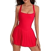 AJISAI Women Pleated Tennis Dress with Shorts Adjustable Strap Golf Dresses Athletic Workout Skort with Pockets