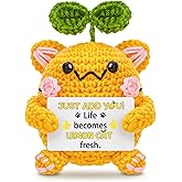AICHPVOY Valentines Day Girlfriend Birthday Gifts for Women Cute Lemon Cat Positive Crochet Animals Gift for Women Cute Desk Accessories Gift for Her Mens Birthday