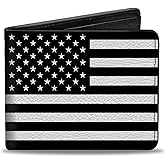 Buckle-Down mens Buckle-down Pu Bifold - American Flag Black/White Bi Fold Wallet, Multicolor, 4.0 x 3.5 US