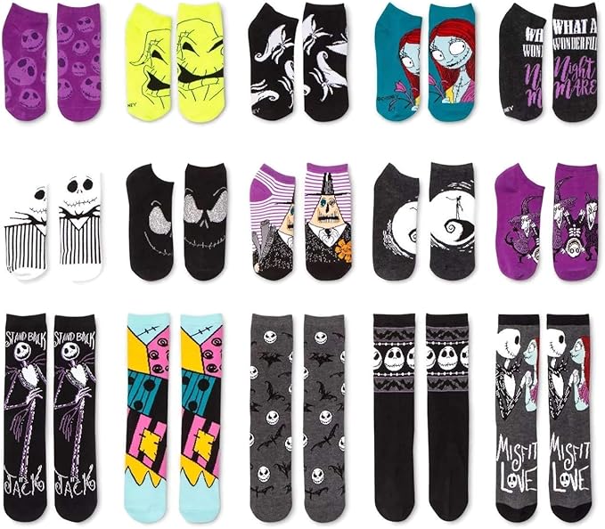 Disney Women S The Nightmare Before Christmas 15 Days Of Socks Advent Calendar One Size Amazon Co Uk Clothing