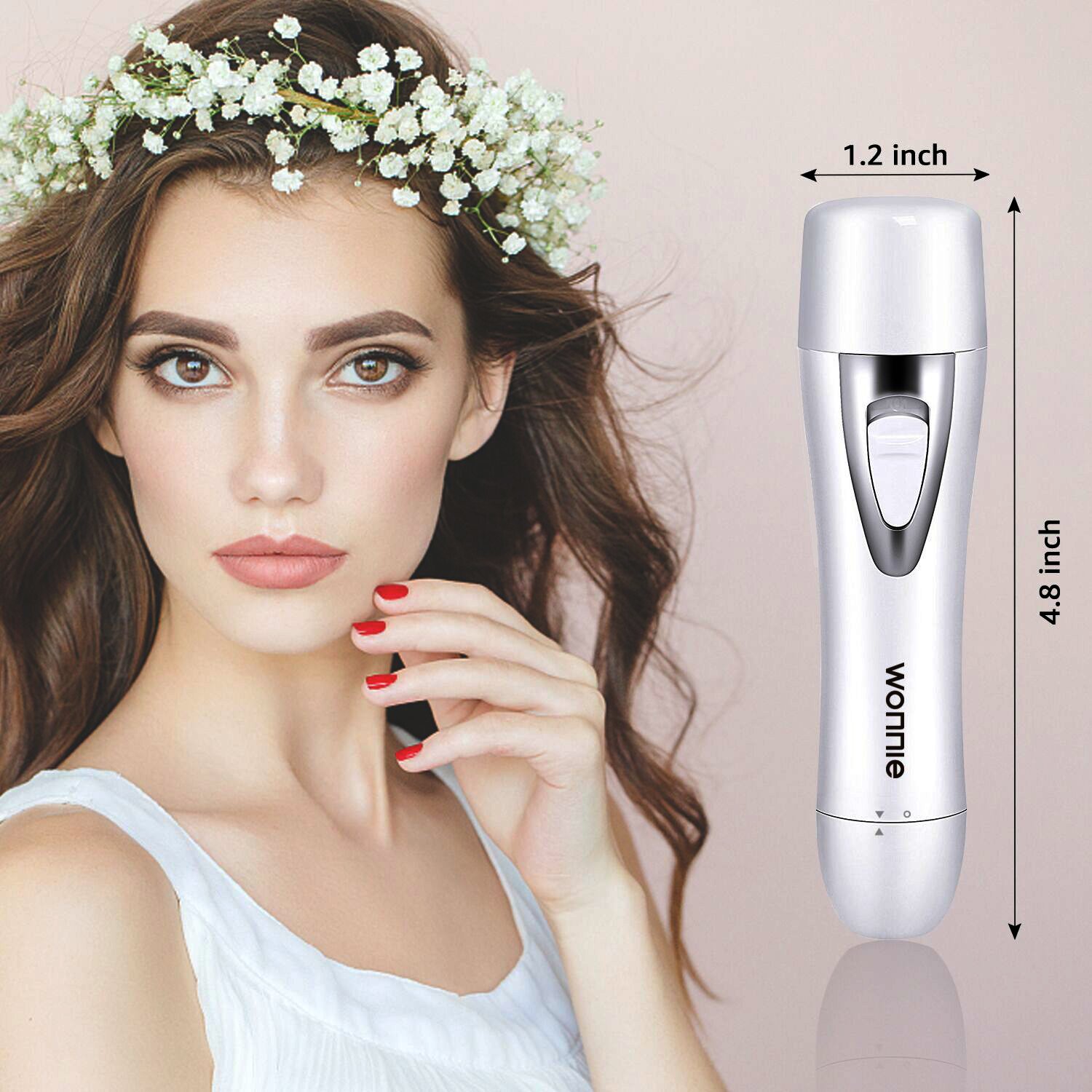 Lady Shaver 4 in 1 Facial Hair Removal for Women Painless Flawless Epilator Waterproof Electric Ladies Razor USB Rechargable Eyebrow Trimmer/Face Trimmer/Nose Hair Trimmer/Bikini Hair Trimmer White