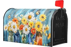 ANYAKO Flowers Welcome Mailbox Cover Spring/Summer Daisy Mailbox Covers Magnetic Standard Size 21" X 18" Colorful Flowers Holiday Mailbox Wrap Post Letter Box Cover Decorative for Home Outdoor Yard Garden