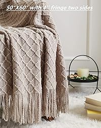 CREVENT Farmhouse Knit Throw Blanket for Couch Sofa