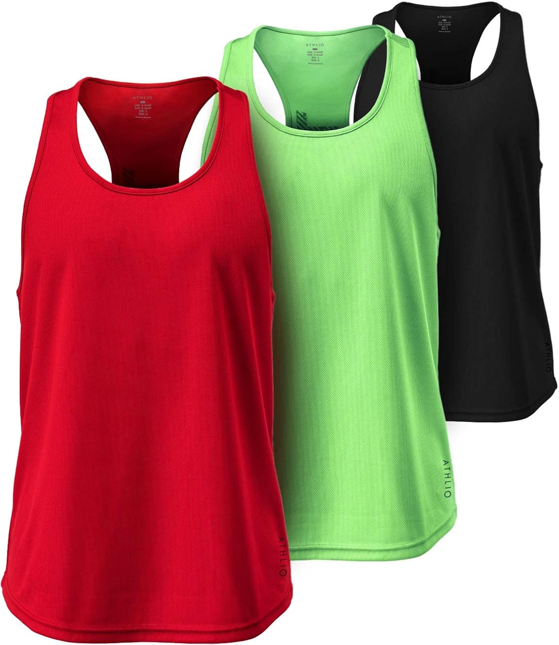 ATHLIO 3 Pack Men's Dry Fit Muscle Workout Tank Tops, Y-Back Bodybuilding Gym Shirts, Athletic Fitness Tank Top: Clothing