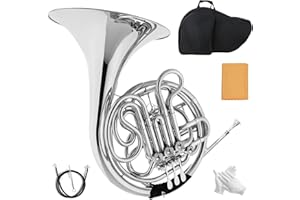 YUECHUN Double French horn, French horn, 4-button F/B tuning, select brass, one-piece French horn design, comes with backpack, gloves, cleaning cloth, and cleaning tool kit(silver, all-in-one)