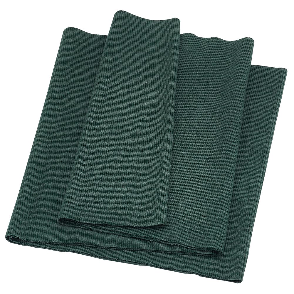 BENECREAT Knitted Rib Fabric, 65x23cm Stretch Cotton Ribbing Dark Green Rib Cuff Fabric Replacement for Waistband Neckband Cuffs Jacket Extension Sewing