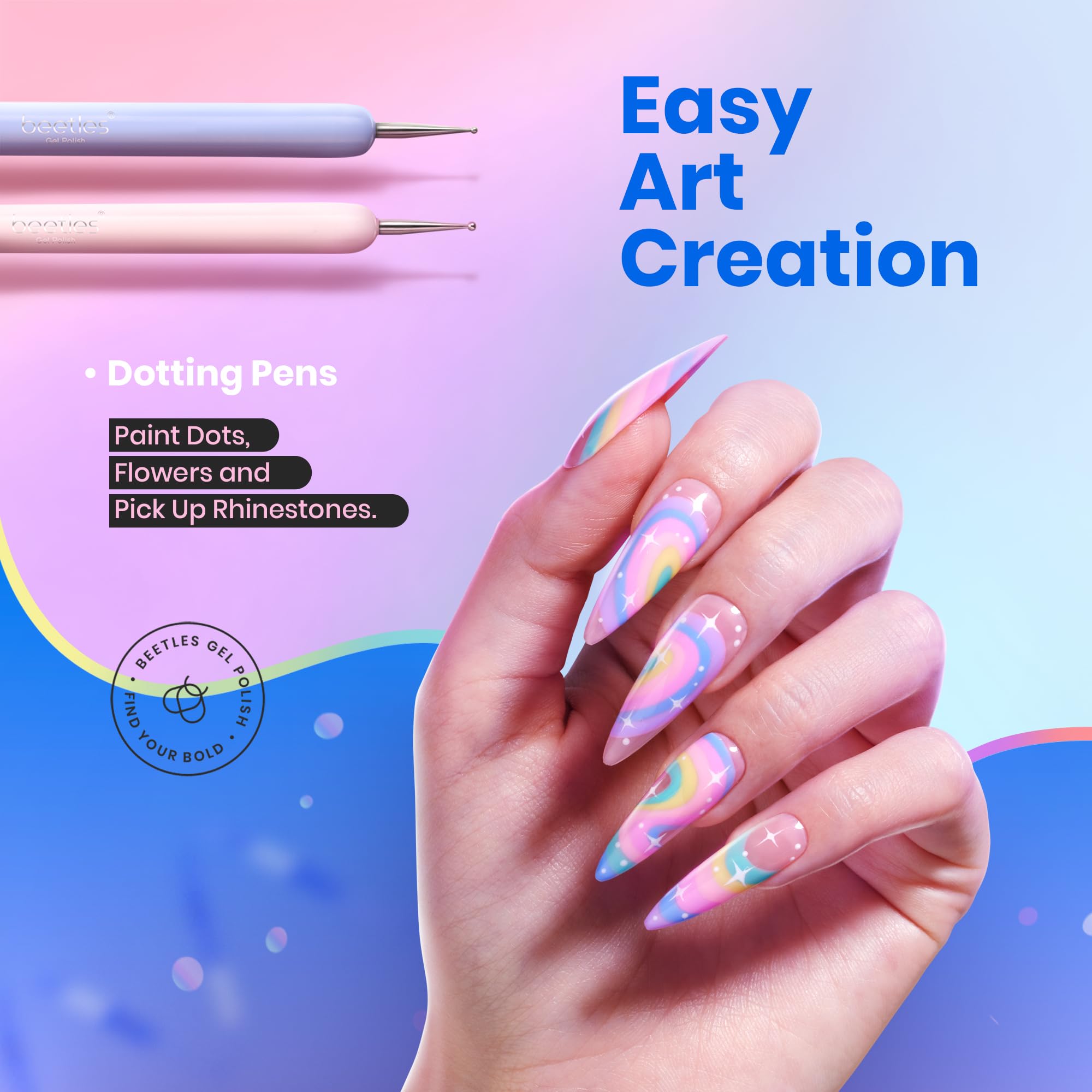 Beetles Gel Polish Nail Art Brushes, 6 Pcs Fingernail Art Design Pens, Wood Alloy Handle, Dotting Pen Clean Up Liner French Nail Brush Set, DIY Manicure Tools Gift for Women