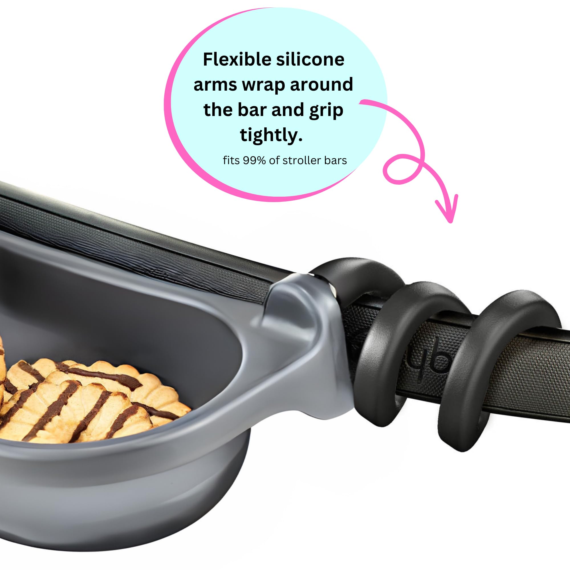 Swanoo Universal Stroller Snack Tray | Compatible with Nuna | Stroller Cup Holder | Silicone Arms Grip Bumper Bar | Stroller Tray Attachment with Cups Holder for Baby Toddler | Stroller Accessories