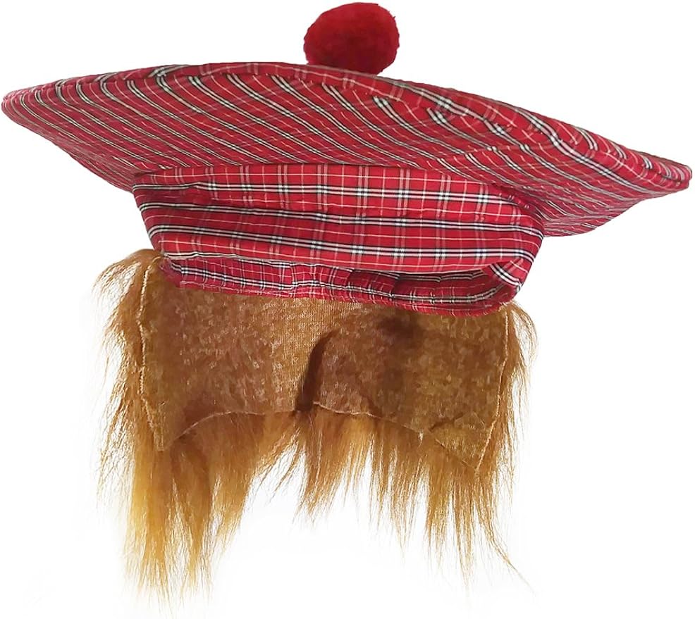 Red Tartan Scottish Fancy Dress Hat 