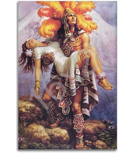 Amazon.com: LZAIX Aztec Warrior and Princess Poster Mexican Folk