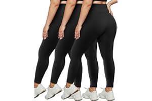 HLTPRO 3 Pack Plus Size Leggings for Women(X-Large - 4X)- High Waist Stretchy Soft Pants for Workout Running Yoga