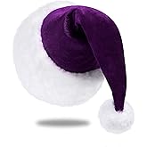 Eoocan Santa Hat for Adults, Unisex Velvet Comfort Xmas Hats Extra Thicken Plush for Christmas New Year Festive Holiday Party