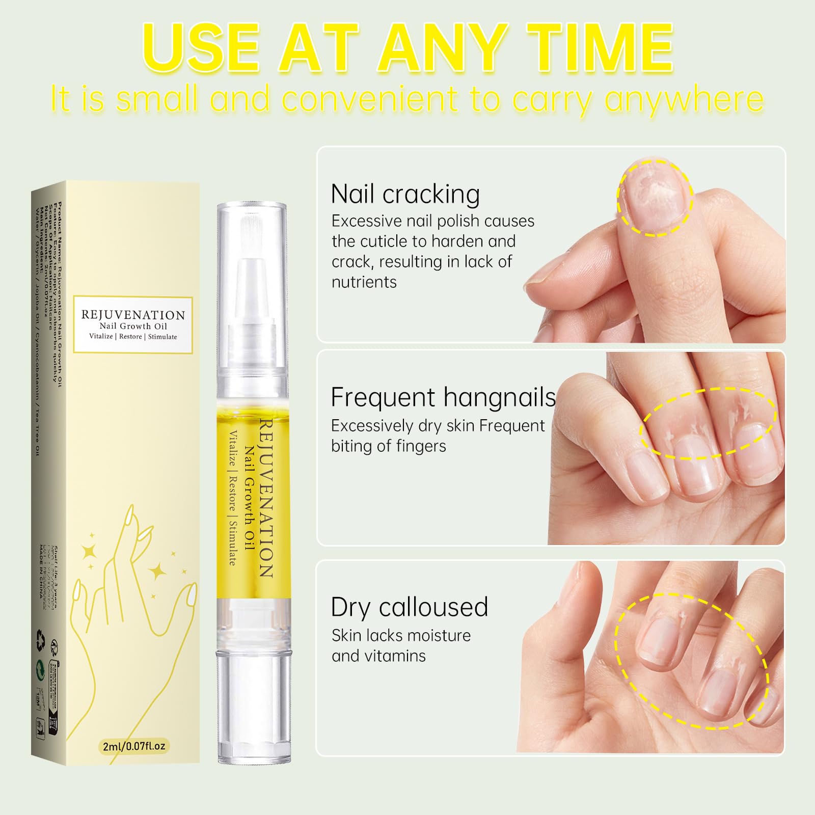 Nail Growth Oil, 2024 Upgrade Rejuvenation Nail Oil, Cosmetics Nail Growth Oil Pen, Cuticle Oil for Nails, Nail Strengthener for Moisturize Strengthen Brighten Nails Care (1) - Image 3