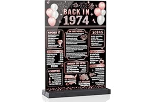 WEMING 50th Birthday Decorations for Women, 50th Anniversary Decorations, 50 Year Old 1974 Birthday Party Decoratinos, Back in 1974 Poster Table Sign