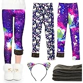 KornaDoz Girls Fleece Lined Leggings, Warm Winter Thermal Pants for Kids & Toddlers, Thick Cozy Lined Leggings for 4-10Years