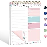 To Do List Notepad - Daily Planner Notepad 104 Pages Task Planner, 6.7" x 9.8" Double Sided Spiral Notebook with Checklist Productivity Planning Pad for Work Office Home-Pink