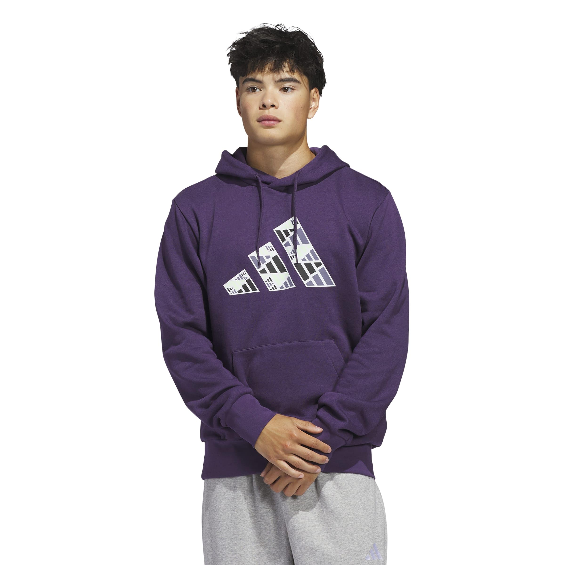 adidas Men's Big Logo Graphic Hoodie, Aurora Plum, Small/Tall Image