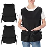 Jubatus 2 Pack Cobbler Aprons with 2 Pockets for Women Men Fast Drying Polyester Fabric, Black