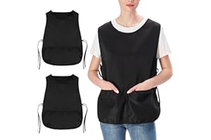 Jubatus 2 Pack Cobbler Aprons with 2 Pockets for Women Men Fast Drying Polyester Fabric, Black