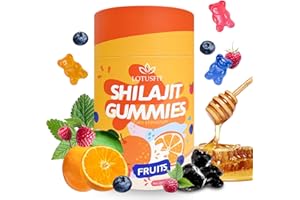 AUIXOPI Shilajit Gummies with Ashwagandha & Fulvic Acid – Mixed Berry & Citrus Flavored (Raspberry, Blueberry, Orange) | 60 Count | 85+ Trace Minerals for Energy, Immunity – Herbal Supplement for Men & Women