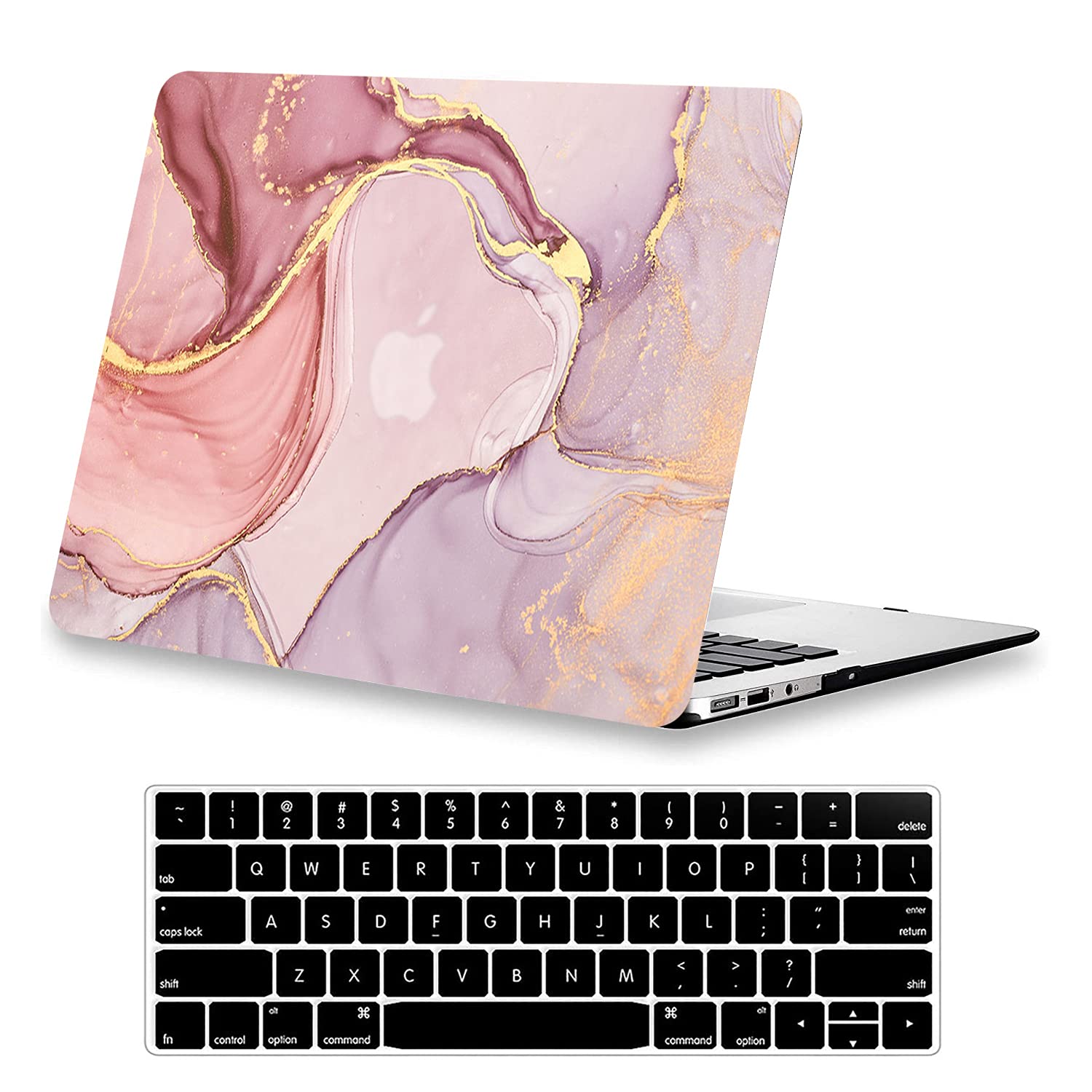 KEROM Compatible with MacBook Pro 16 inch Case 2024-2021 M4 M3 M2 M1 Pro/Max Chip A3403 A3186 A2991 A2780 A2485, Protective Plastic Hard Shell Case & Keyboard Cover, Pink Marble