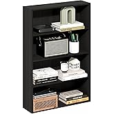 Furinno Basic Book Shelf, 4-Tier Bookcase with Open Shelf, Bookshelf, Cube Storage Organizer, 6 x 24 x 35, for Living Room, Bedroom, Home Office, Espresso