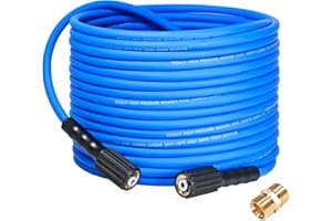 TOOLCY Super Flexible Pressure Washer Hose 50ft, 3300 PSI, 1/4 Inch Kink Resistant Power Washer Hose, Replacement Pressure Washing Hose with M22 Extension Coupler for Power Washers