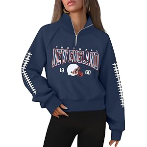 Football Sweatshirt Women Game Day Shirt Team Fan Cropped Quarter Zip Tops | Football Sweatshirt Women Game Day Shirt Team Fa