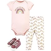 Hudson Baby baby-girls Cotton Bodysuit, Pant and Shoe Set
