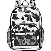 UWSG Clear Backpack for School Cow Print Pattern Transparent Bookbag Heavy Duty See Through Backpack for School Work