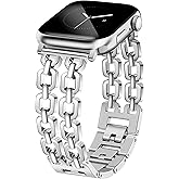 Newlibery Gold Silver Watch Bands for Women Compatible with Apple Watch 38/40/41/42/44/46/49mm Adjustable Metal Strap Dressy Pretty Chain Bracelet for iWatch Series 11/10/9/8/7/6/5/4/SE/3/2/1/Ultra