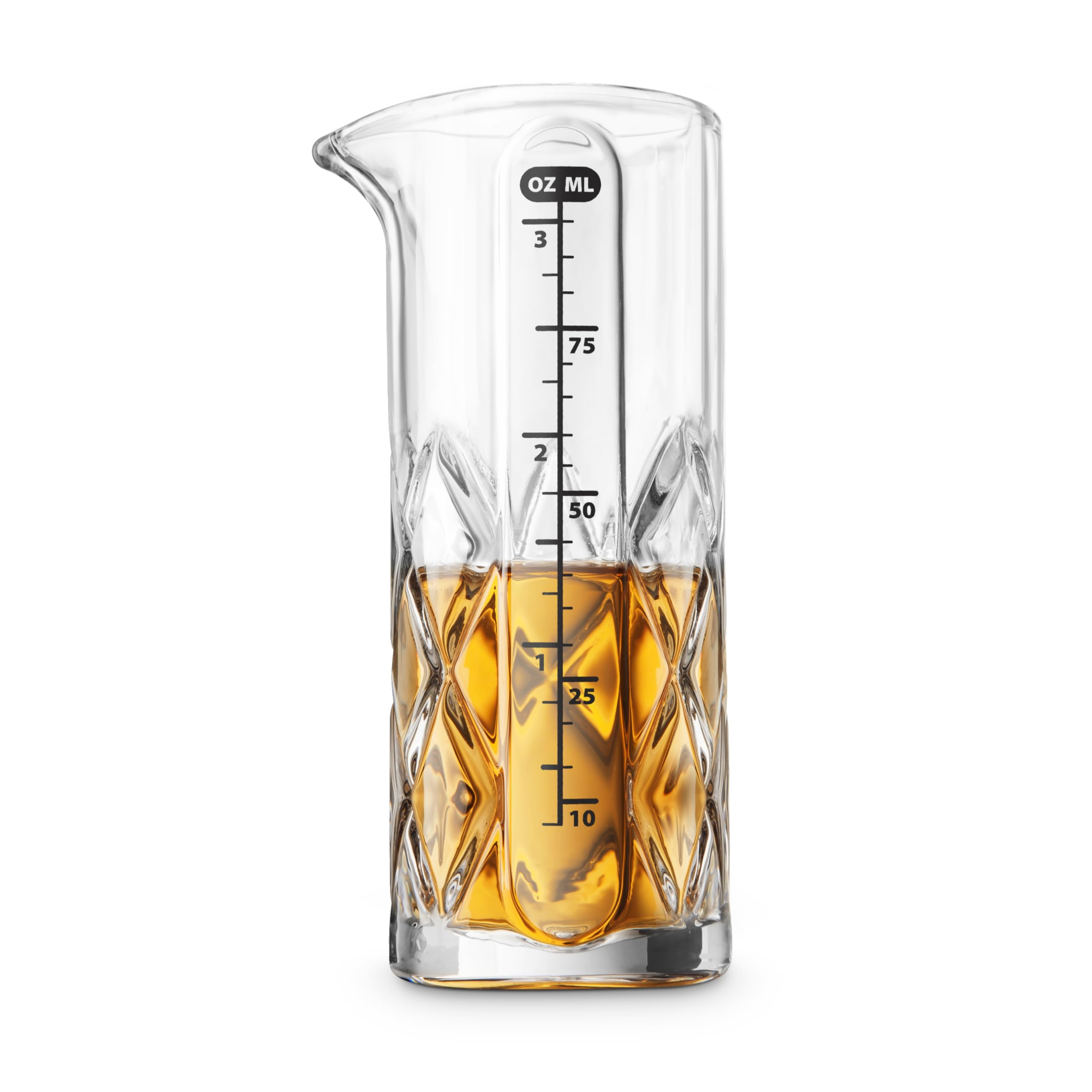 Final Touch Yarai Double Jigger Glass Cocktail Mixing Jug Heavy Duty Measuring Cup Thick Walled Glass - 3.4 oz / 100 ml