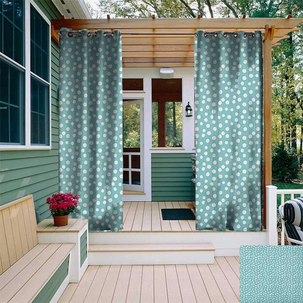 Leinuoyi Turquoise Outdoor Curtain Kit Retro Vintage 60s 50s Inspired Geometric Polka Dots Romantic Art Print For Patio Furniture W72 X L96 Inch White And Pale Blue Amazon Co Uk Kitchen Home