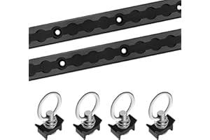 SALUINOKI 48" L-Track Rail Tie Down System Black, Truck Bed Rail System with L-Track Single Stud O-Ring Fittings, Aluminum LT