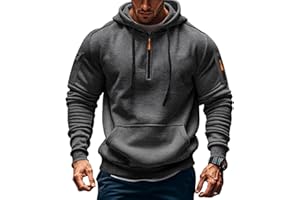 TRFIC Men's Fleece Workout Athletic Pullover Hoodie Long Sleeve Basic Quarter Zip Pullover Sweatshirt with Kanga Pocket