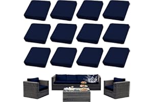 SUKAIKEQA Outdoor Cushion Covers Set,12PCS Patio Furniture Couch Seat Slipcovers, Replacement for Sofa Sectional Chair(Cover，