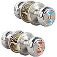 Mutex Twin-Pack Bathroom Door Lock Knob, Color Indicator for Vacant or Occupied in Use Restroom, Thumbturn, Emergency Unlock, Fits Standard 2 1/8" Doors