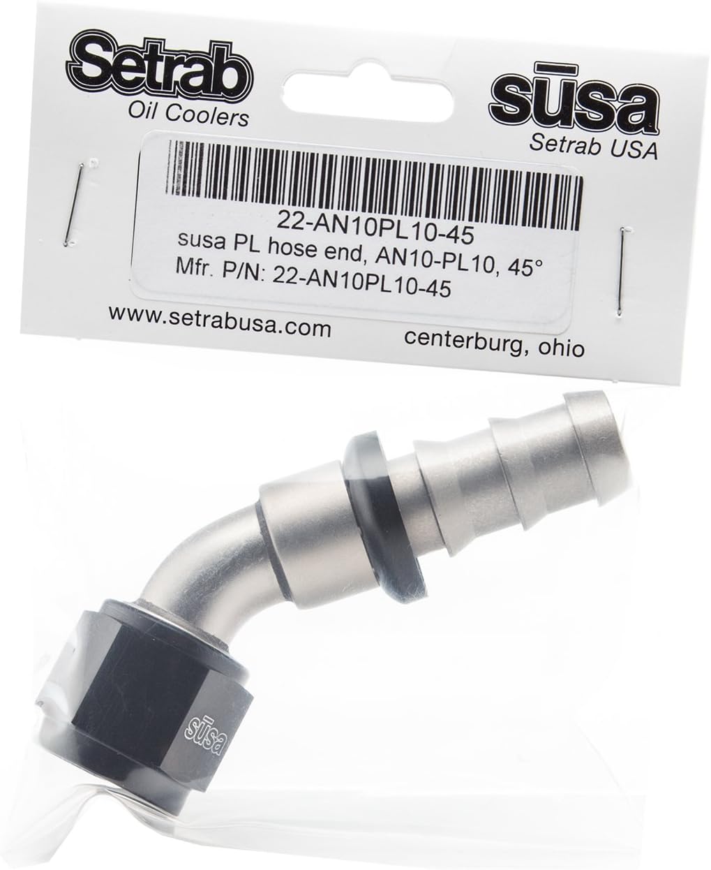 Setrab 22-AN08PL08-45 SUSA AN Push Lock Hose End AN08-08 45 Degree Angle