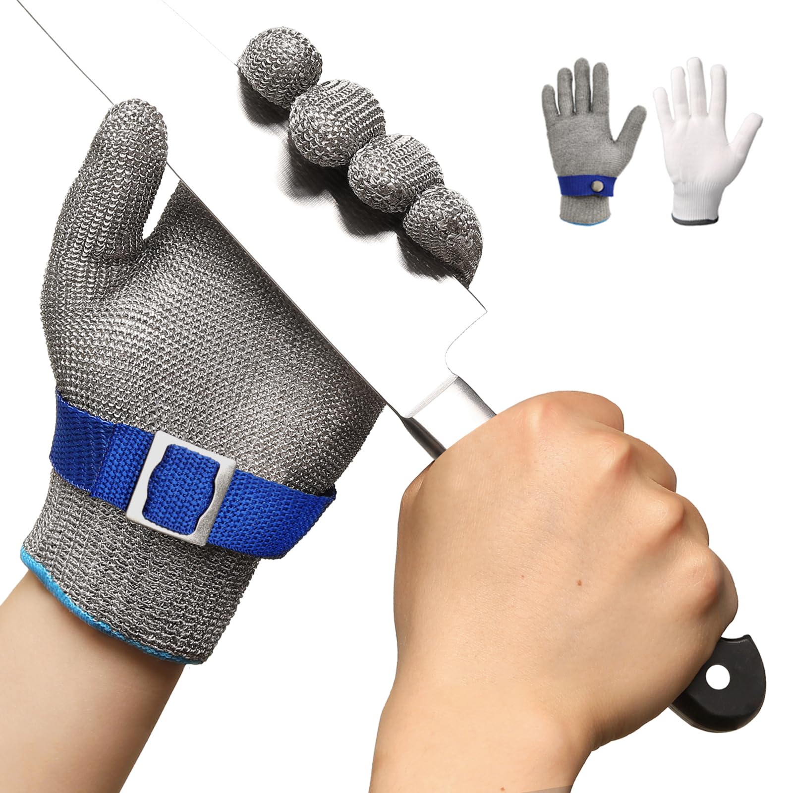 Schwer ANSI A9 Cut Resistant Glove, Food Grade Stainless Steel wire Mesh Metal Gloves, Knife Cutting Gloves for kitchen Mandoline Slicing Butcher Meat Cutting Oyster Shucking Fish Fillet（M, 1 PCS）
