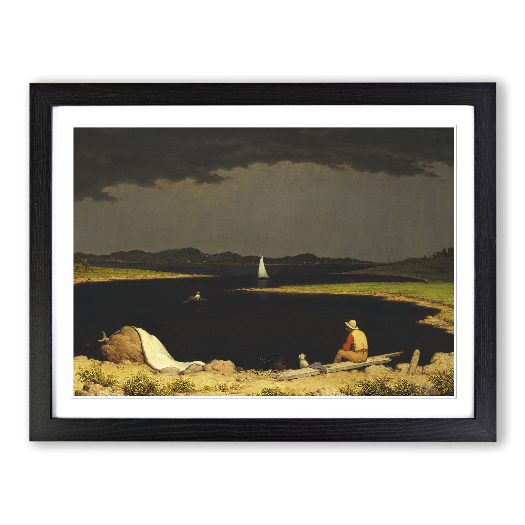 Approaching Thunder Storm By Martin Johnson Heade Classic Painting Framed Print | A4 Black Framed Wall Art | Ready to Hang | Classic Landscape Picture | Living Room Bedroom Lounge Office