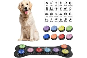 ACOOLS Dog Buttons for Communication, 8 Pcs Dog Talking Button Set, 30s Recordable Voice Pet Buzzer Training Buttons, Speaking Button for Dogs with Waterproof Anti-Slip Dog Button Mat and 48 Scene Stickers