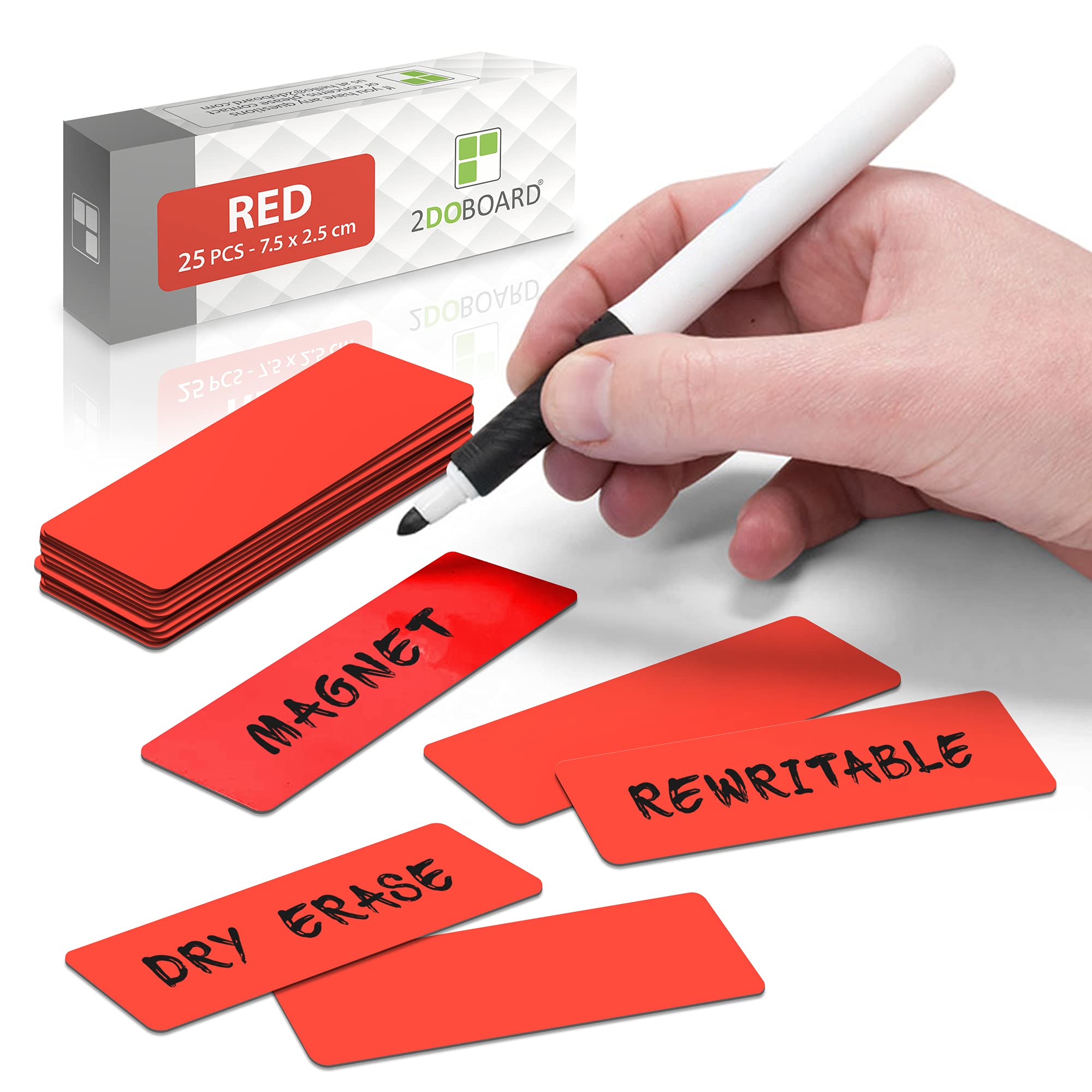 25 Magnetic notes or Magnetic Sticky Notes 3 x 1 Inch - Red - Dry Erase