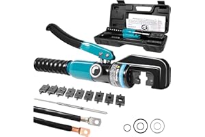 Brileine 10-Ton Hydraulic Crimping Tool with 9 Dies - Battery Cable Crimper Tool & Wire Rope Crimping Tool for 12 AWG to 2/0 