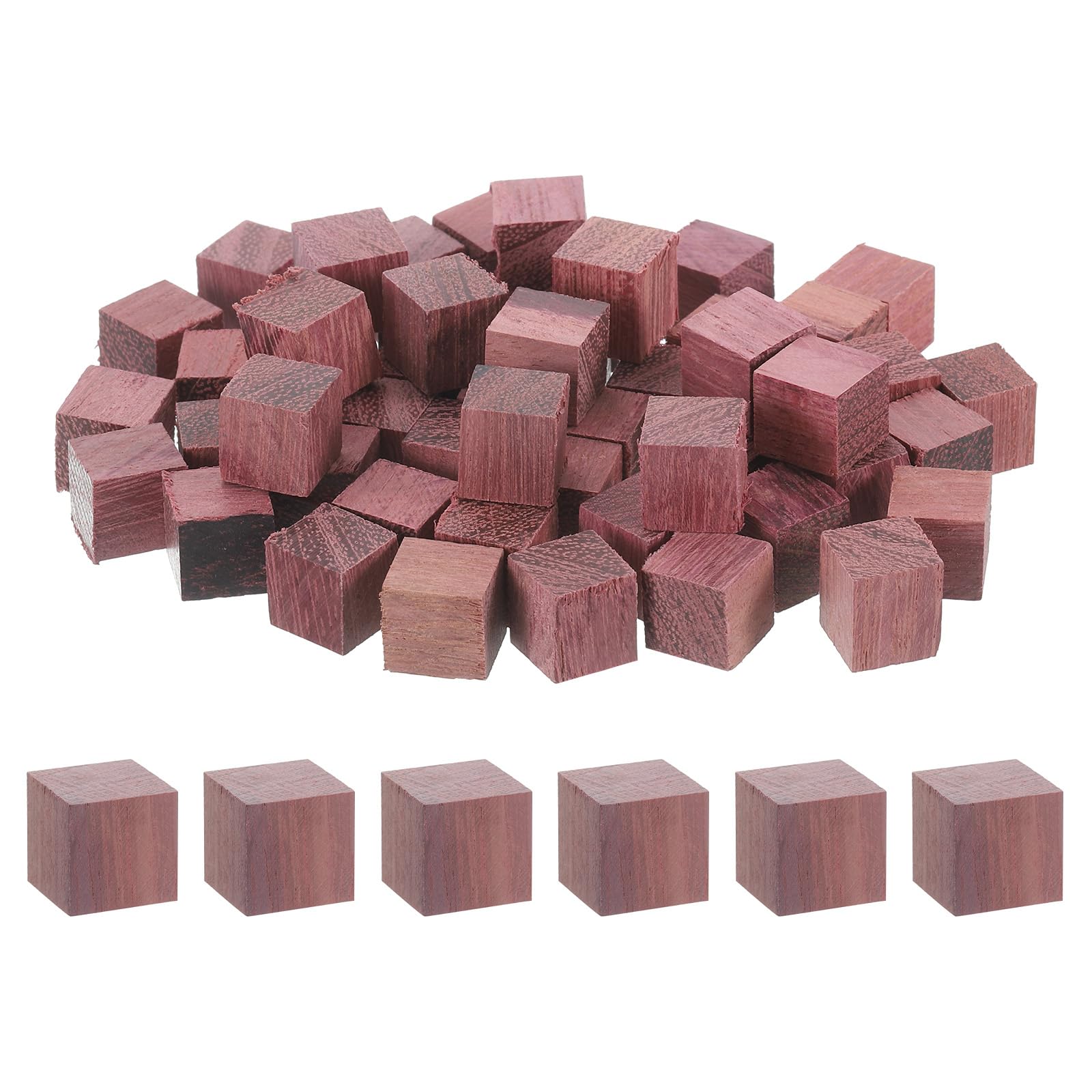 sourcing map 40 Pcs Wooden Blocks, 0.59 Inch Unfinished Wooden Blocks for Crafts Small Blank Wooden Blocks Wood Square Blocks for Arts Crafts and DIY Decor, Purple Wood
