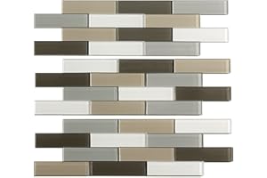 Aspect Peel and Stick Backsplash 12.5in x 4in Subway Rustic Clay Matted Glass Tile for Kitchen and Bathrooms (3-Pack)