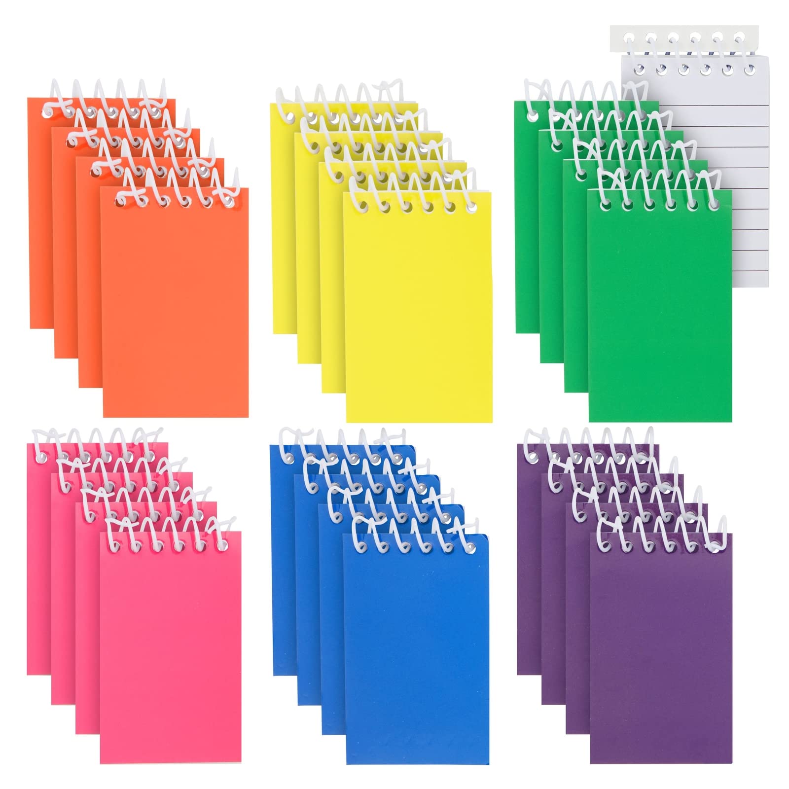 24-Pack Top Spiral Mini Notepads Bulk Spiral Notepads for Note Taking To-Do-Lists Party Favours Stocking Stuffers Lined Paper 6 Colours 6 x9 cm