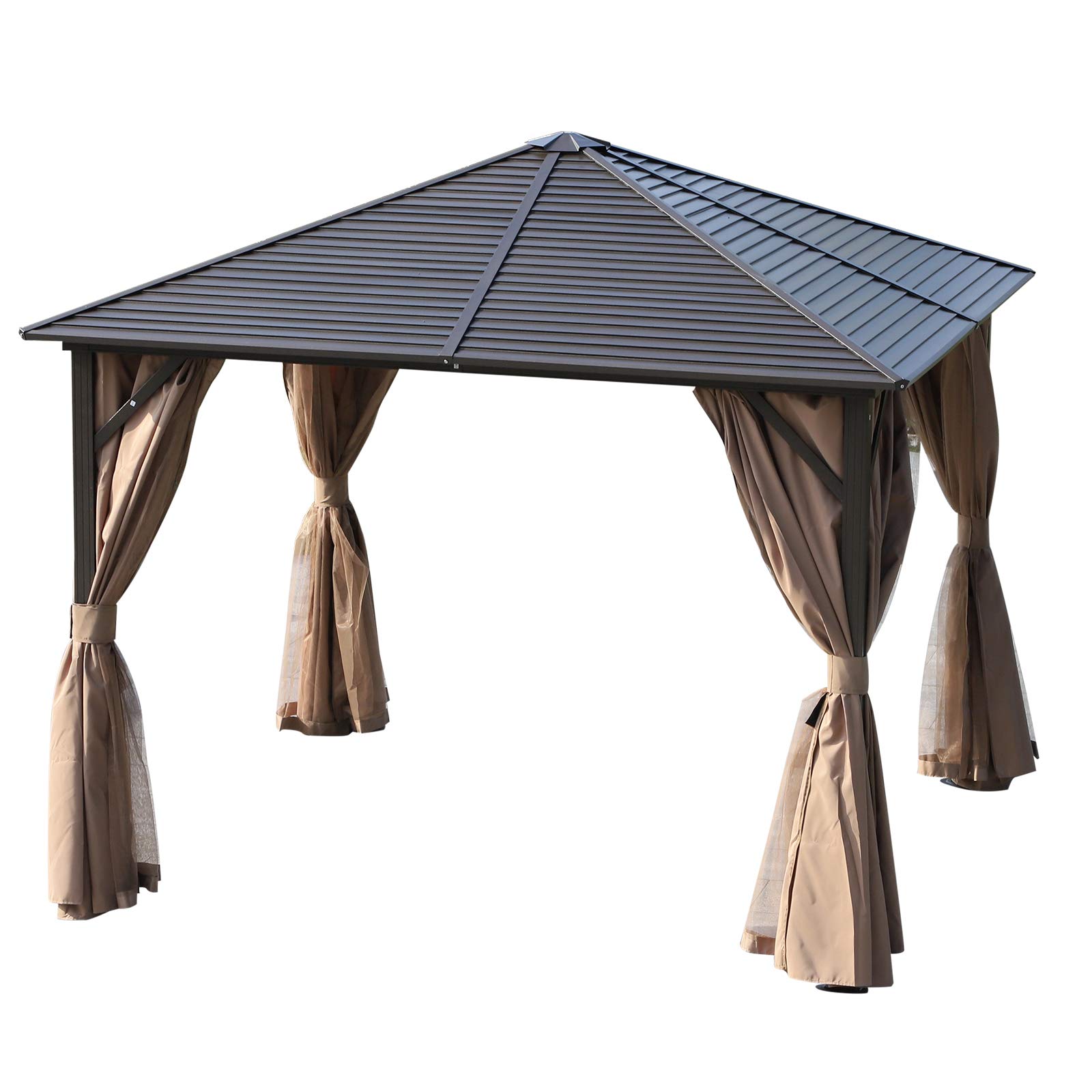 Outsunny 10 X 10 Steel Hardtop Gazebo With Mosquito Netting And